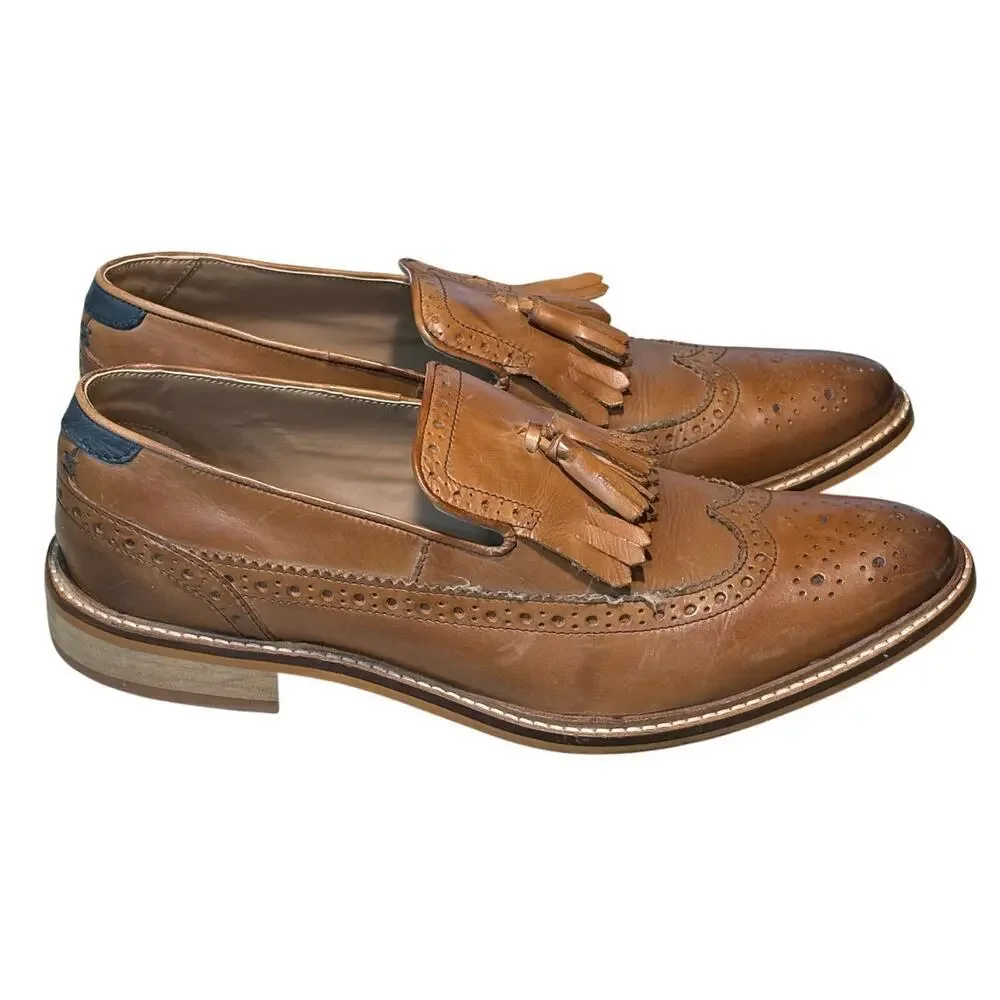 ASOS Men's Fringe Loafer Wing Tip Dress Office Wedding Leather Shoes Size 10